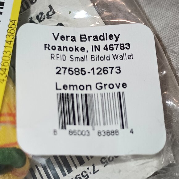 NEW Vera Bradley RFID Small Bifold Wallet Lemon Grove - Picture 7 of 10